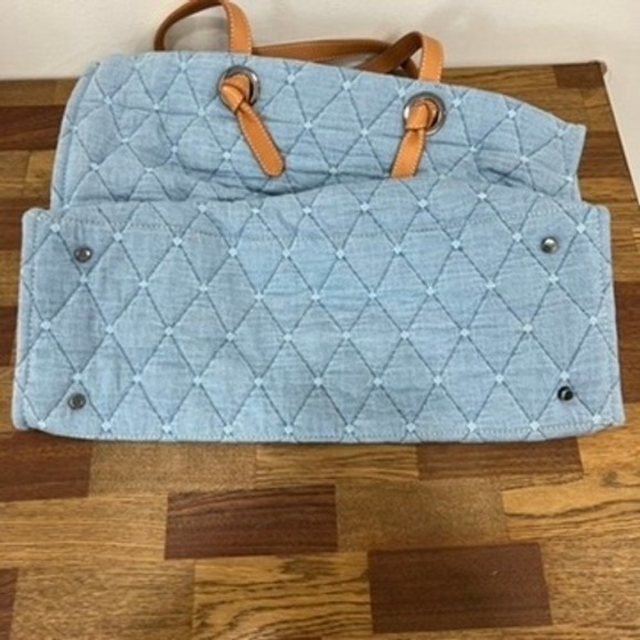 J Mclaughlin Nessa Handbag‎ One Size NWT $248 Blue Quilted Tote Cotton Purse - Picture 5 of 13